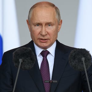 Russian President Vladimir Putin delivers a speech