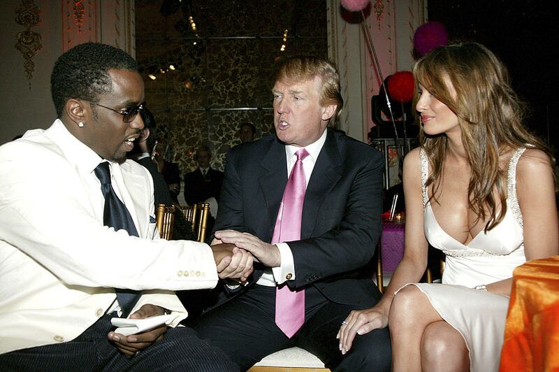 Diddy converses with Donald and Melania Trump.