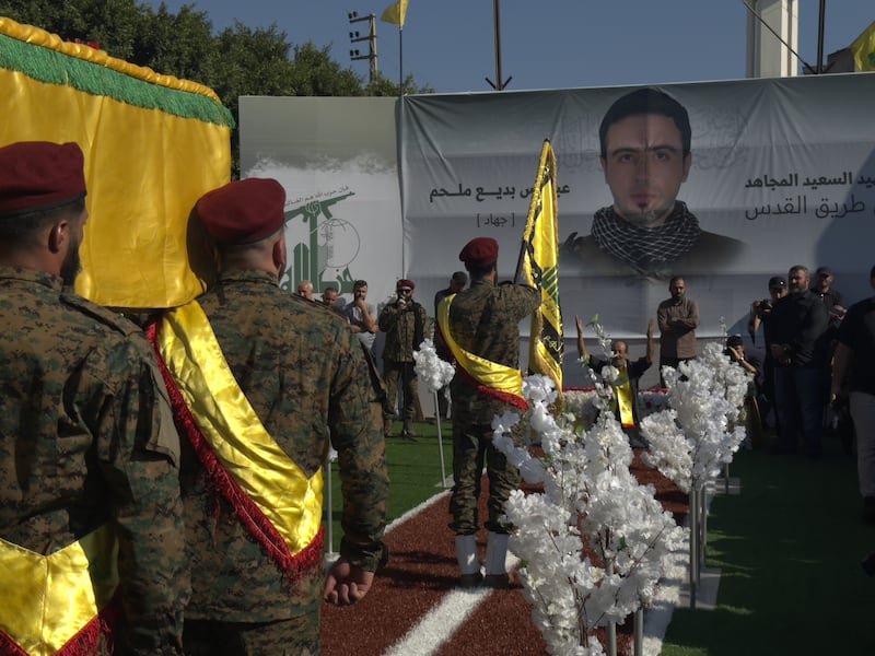 Funeral of Hezbollah fighter Majdal Silim last week. 