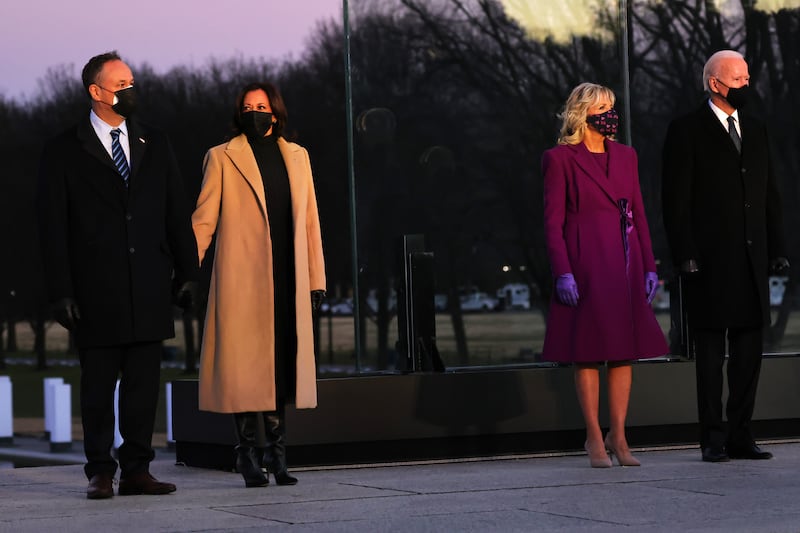 Douglas Emhoff, Kamala Harris, Dr. Jill Biden and Joe Biden.