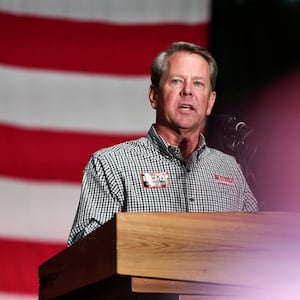 Georgia Republican Gov. Brian Kemp speaks at a campaign event in Kennesaw, Georgia, U.S.