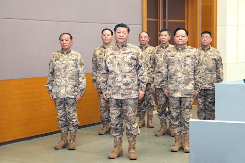 Chinese President Xi Jinping inspects the CMC joint operations command center on Nov. 8, 2022.