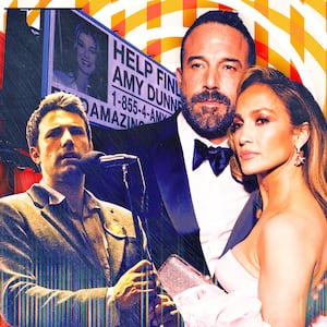 A photo illustration of Gone Girl and Ben Affleck and Jennifer Lopez