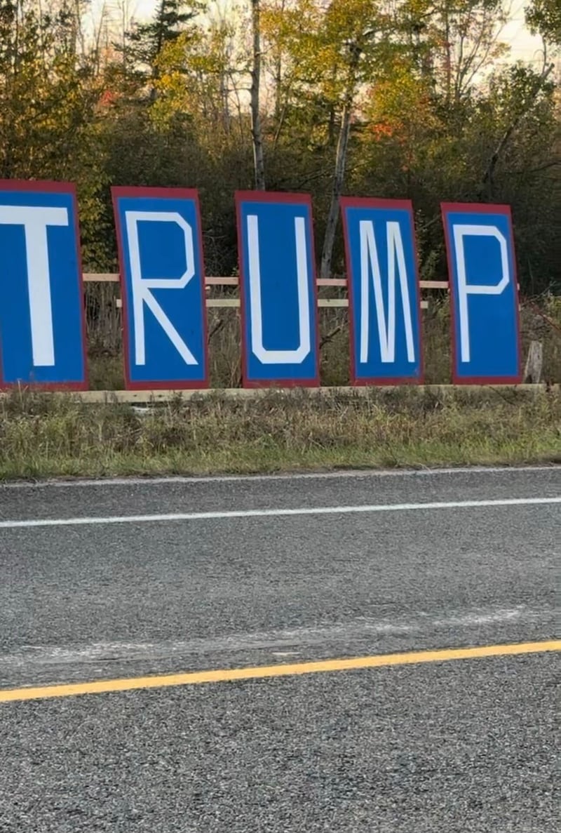 Pro-Trump sign in rural Leelanau County in Michigan.