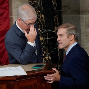 Rep. Jim Jordan speaks to Rep. Patrick McHenry