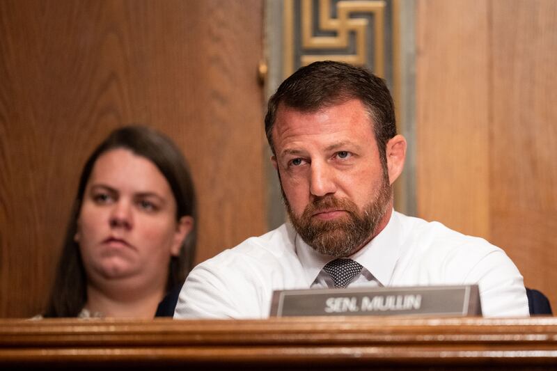 A photo of Sen. Markwayne Mullin in a meeting