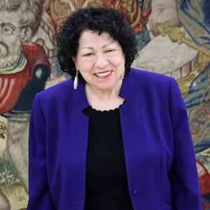 King Felipe VI of Spain receives Sonia Sotomayor, Associate Justice of The Supreme Court of the United States at Zarzuela Palace on March 04, 2024 in Madrid, Spain.