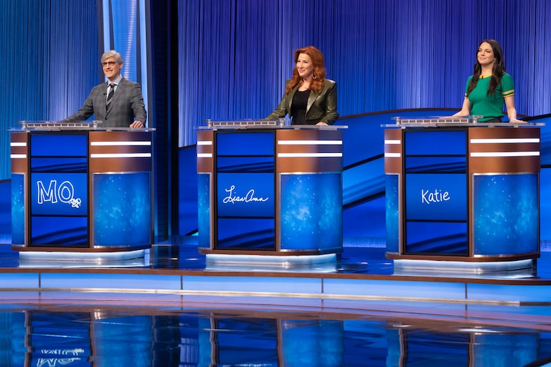 Photo still of Mo Rocca, Lisa Ann Walter and Katie Nolan on Celebrity Jeopardy!