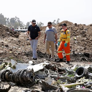 A debris field after a plane crash