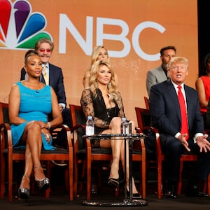 Geraldo Rivera, top left, and Donald Trump on The Celebrity Apprentice in 2015.