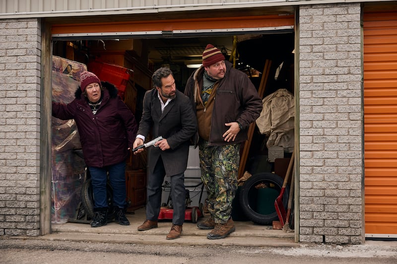 Margo Martindale, Chris Diamantopoulos, Guillaume Cyr in The Sticky.