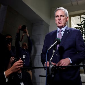 House Speaker Kevin McCarthy (R-CA) speaks with reporters after a House Republican conference meeting