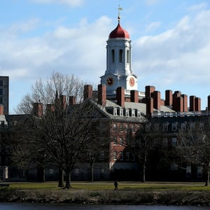 A general view of Harvard University campus is seen on April 22, 2020, in Cambridge, Massachusetts.