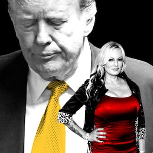 A photo illustration of Donald Trump and Stormy Daniels