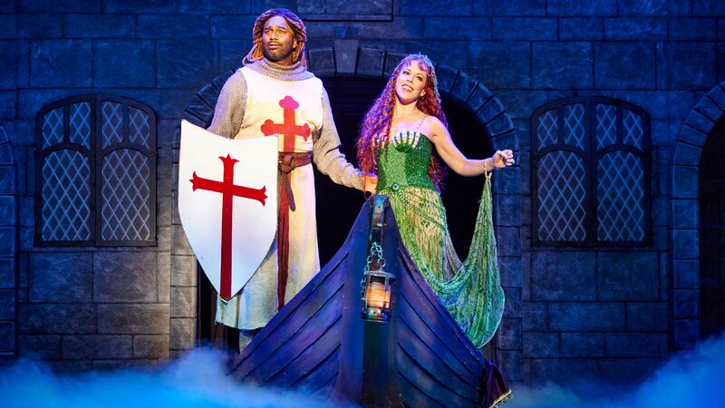 Nik Walker, left, and Leslie Rodriguez Kritzer in 'Spamalot' on Broadway.