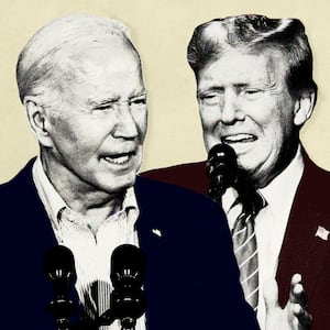 A photo illustration showing Donald Trump and Joe Biden.