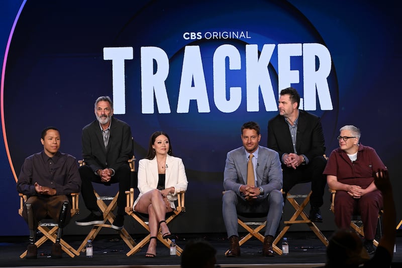 Ken Olin, Elwood Reid, Eric Graise, Fiona Rene, Justin Hartley and Abby Mcenany attend the CBS Original ‘Tracker’ Panel