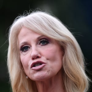 Kellyanne Conway has hit back at accusers who say she’s been badmouthing J.D. Vance.