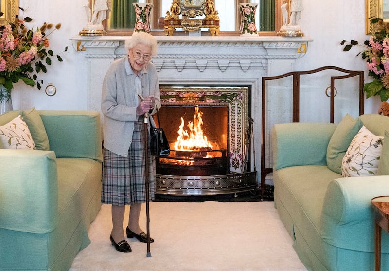 Queen Elizabeth in the Drawing Room at Balmoral Castle, Scotland, Britain September 6, 2022.