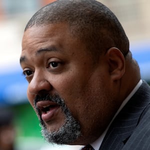 Democratic candidate for Manhattan District Attorney Alvin Bragg speaks to the press after casting his ballot in the New York City election in the Manhattan borough of New York, U.S., November 2, 2021.