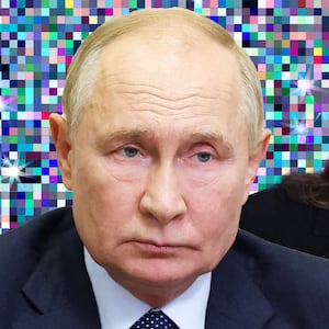  Photo illustration of Vladimir Putin, Donald Trump, and Kamala Harris