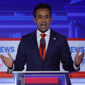 Former biotech executive Vivek Ramaswamy speaks at the first Republican candidates' debate of the 2024 U.S. presidential campaign in Milwaukee, Wisconsin, U.S. August 23, 2023