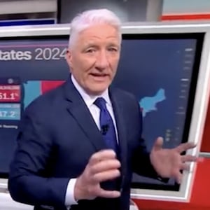 CNN host John King appears on the network's 2024 election night broadcast.