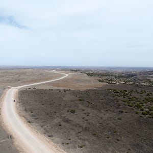 An aerial view shows pastureland burned by the Smokehouse Creek fire on March 05, 2024 near Canadian, Texas.