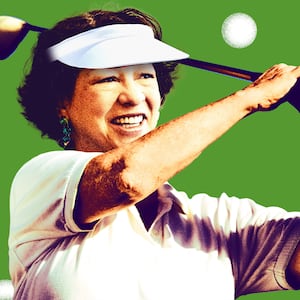 Photo illustration of Sonia Sotomayor playing golf