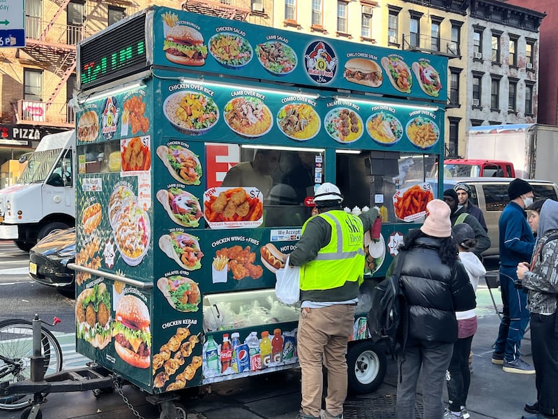 A photo of the food cart where Stuart Seldowitz was caught on video harassing a Muslim food vendor.