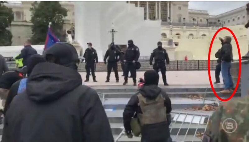 Accused Jan. 6 rioter Michael Daniele outside the Capitol