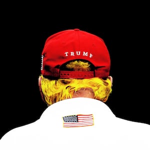 An illustration including a photo of Former US President Donald Trump in Golf Attire and MAGA cap