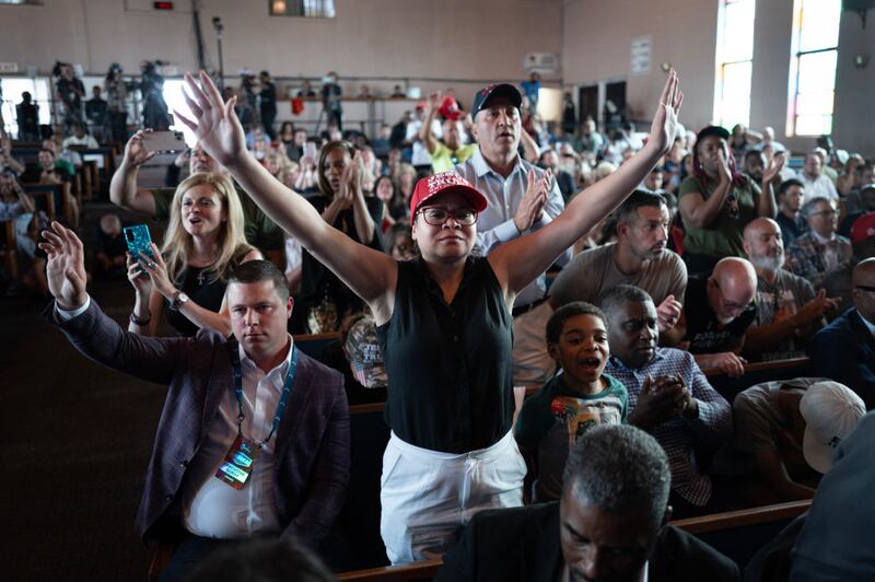 The crowd at Donald Trump’s event at the 180 Church in Detroit on Saturday.