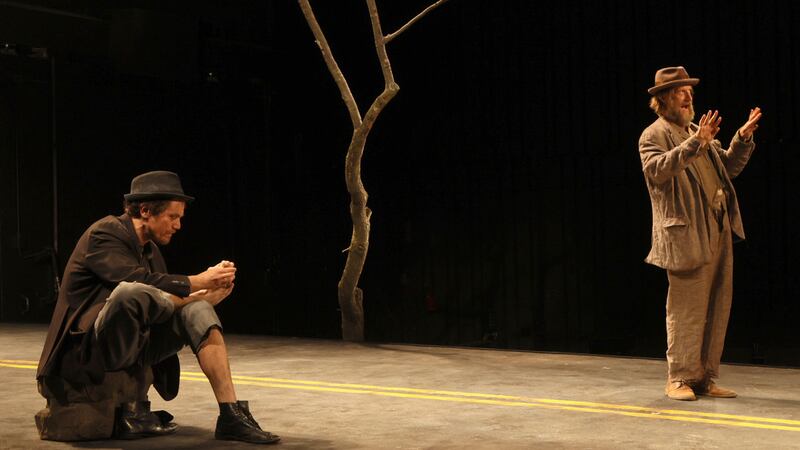 A photo showing Michael Shannon as Estragon and Paul Sparks as Vladimir in TFANA's 'Waiting for Godot.'