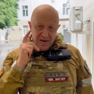 Wagner Group founder Yevgeny Prigozhin speaks inside the headquarters of the Russian southern army military command center in Rostov-on-Don, Russia, June 24, 2023.