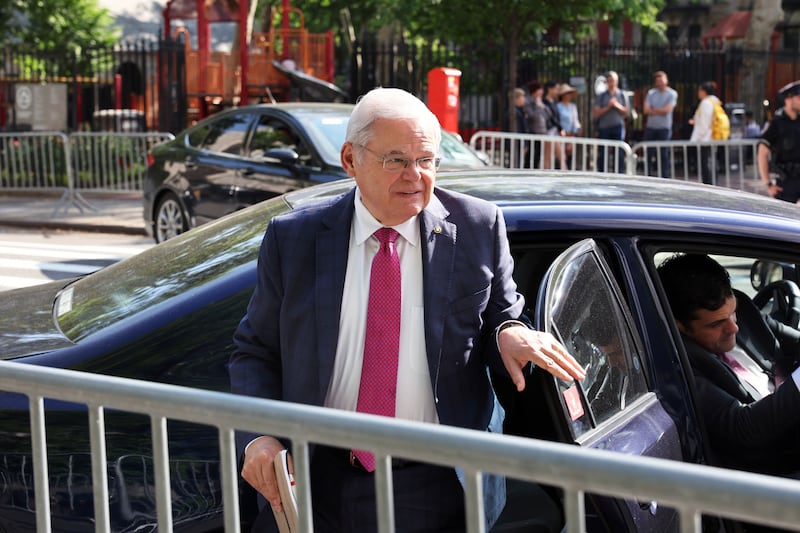 U.S. Sen. Robert Menendez arrives at federal court on May 21, 2024 in New York City.