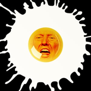 A photo illustration of Donald Trump as an egg yolk.