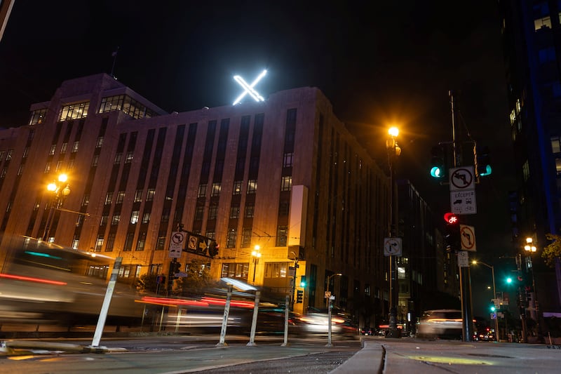 X logo is seen on the top of the headquarters of the messaging platform X, formerly known as Twitter, in downtown San Francisco, California, U.S., July 30, 2023. 