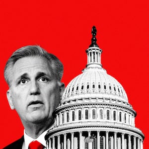 An illustration including Kevin McCarthy and the Capitol Hill building