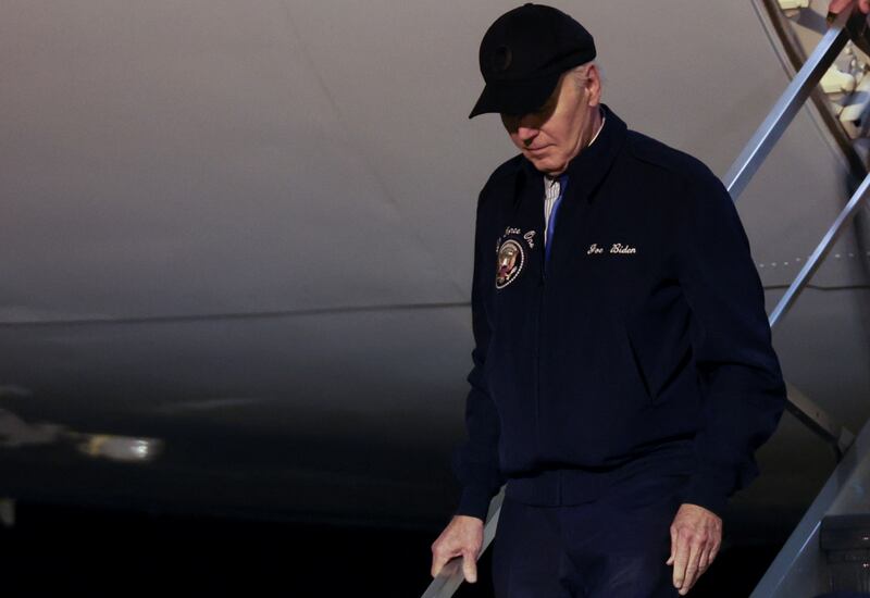 Joe Biden deboards Air Force One, at Dover Air Force Base in Dover, Delaware, U.S., July 17, 2024.