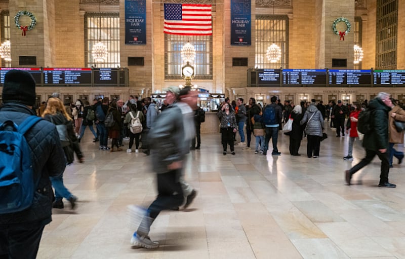 Large crowds move through New York's Grand Central Terminal, Nov. 21, 2023.