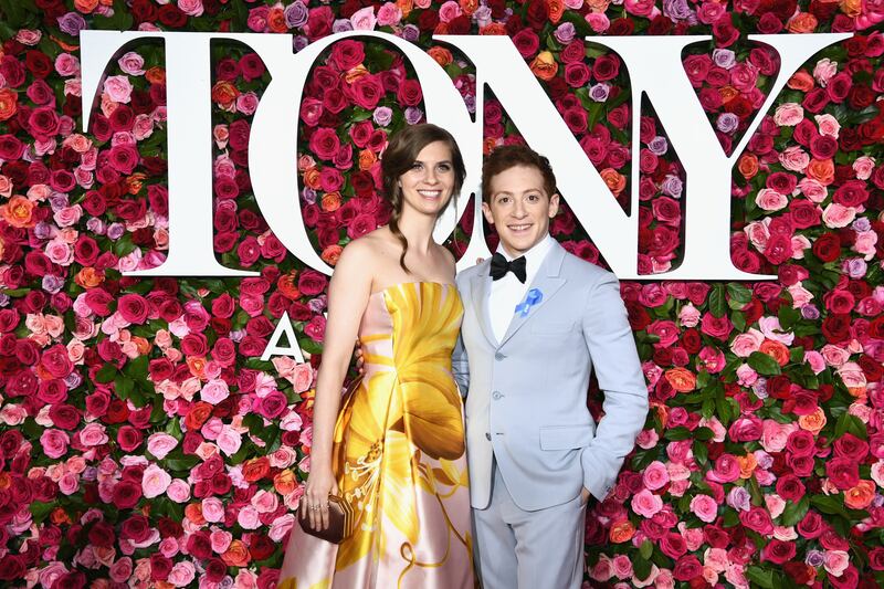 Ethan Slater (R) and Lilly Jay attend the 72nd Annual Tony Awards in 2018.