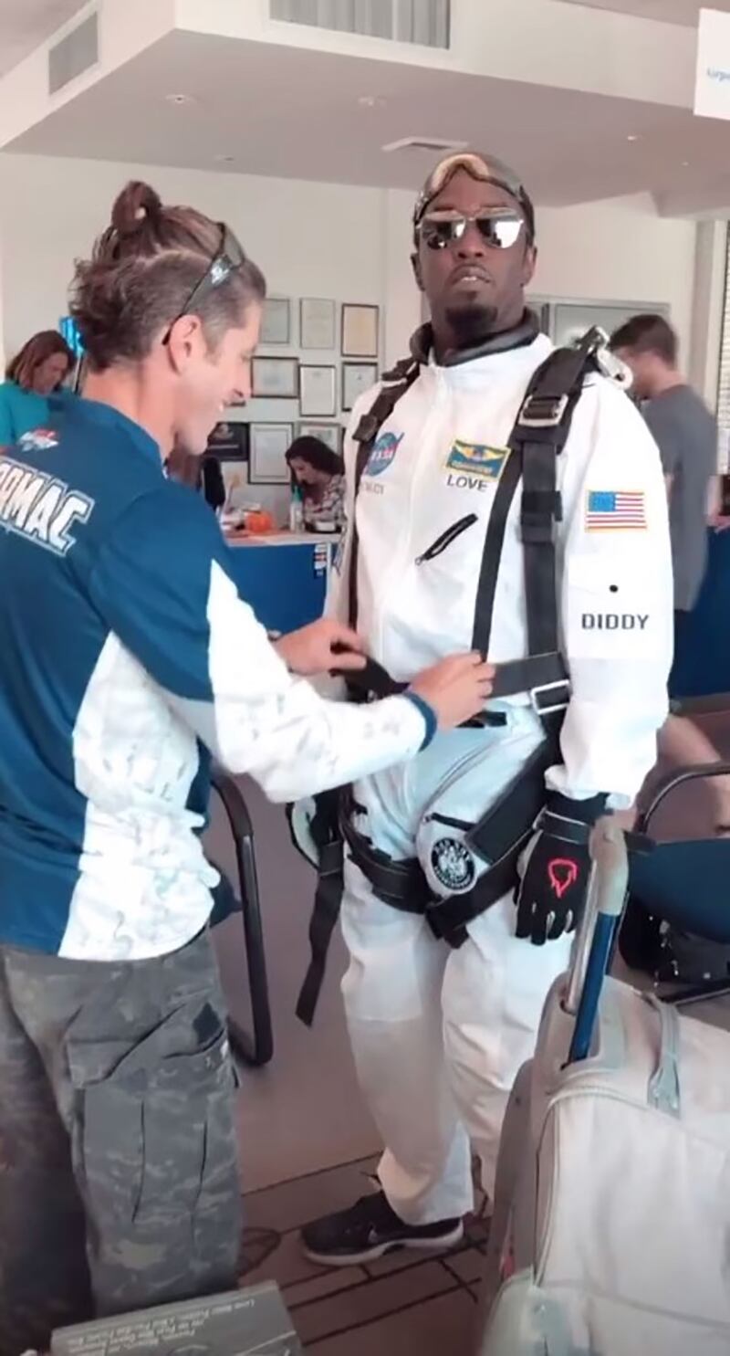 Diddy in a NASA space suit for his 49th birthday party.