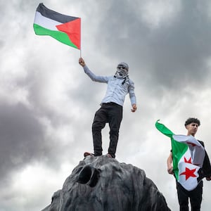 A photo including Pro-Palestinian protesters