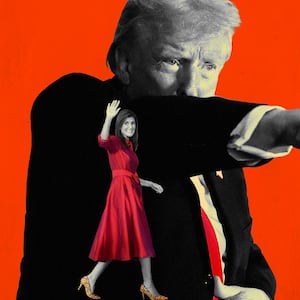 A photo illustration of Nikki Haley and Donald Trump.