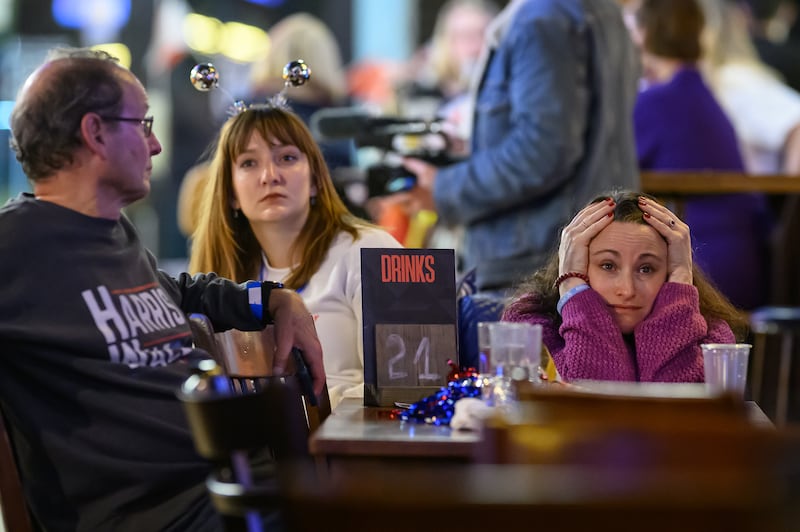 Harris supporters in London as the results hit home.