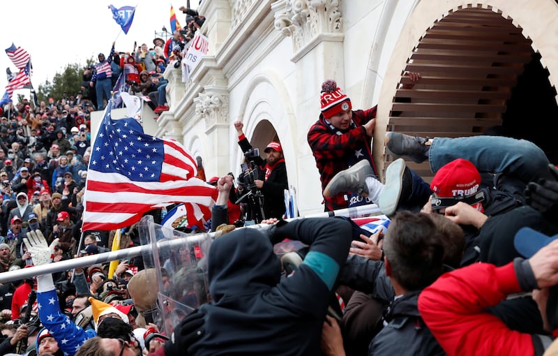 Trump supporters storm the Capitol on Jan. 6.