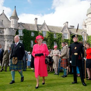 The final day of the Golden Jubilee tour ends with a Garden Party in the grounds of the Queen's home at Balmoral Castle. Queen Elizabeth ll walks through the gardens to meet some of her 3,000 guests.