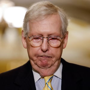 U.S. Senate Minority Leader Mitch McConnell (R-KY) addresses reporters following the Senate Republicans weekly policy lunch at the U.S. Capitol in Washington, U.S.