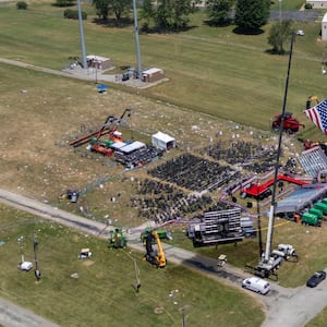 An aerial view of Trump's rally site after the assassination attempt 